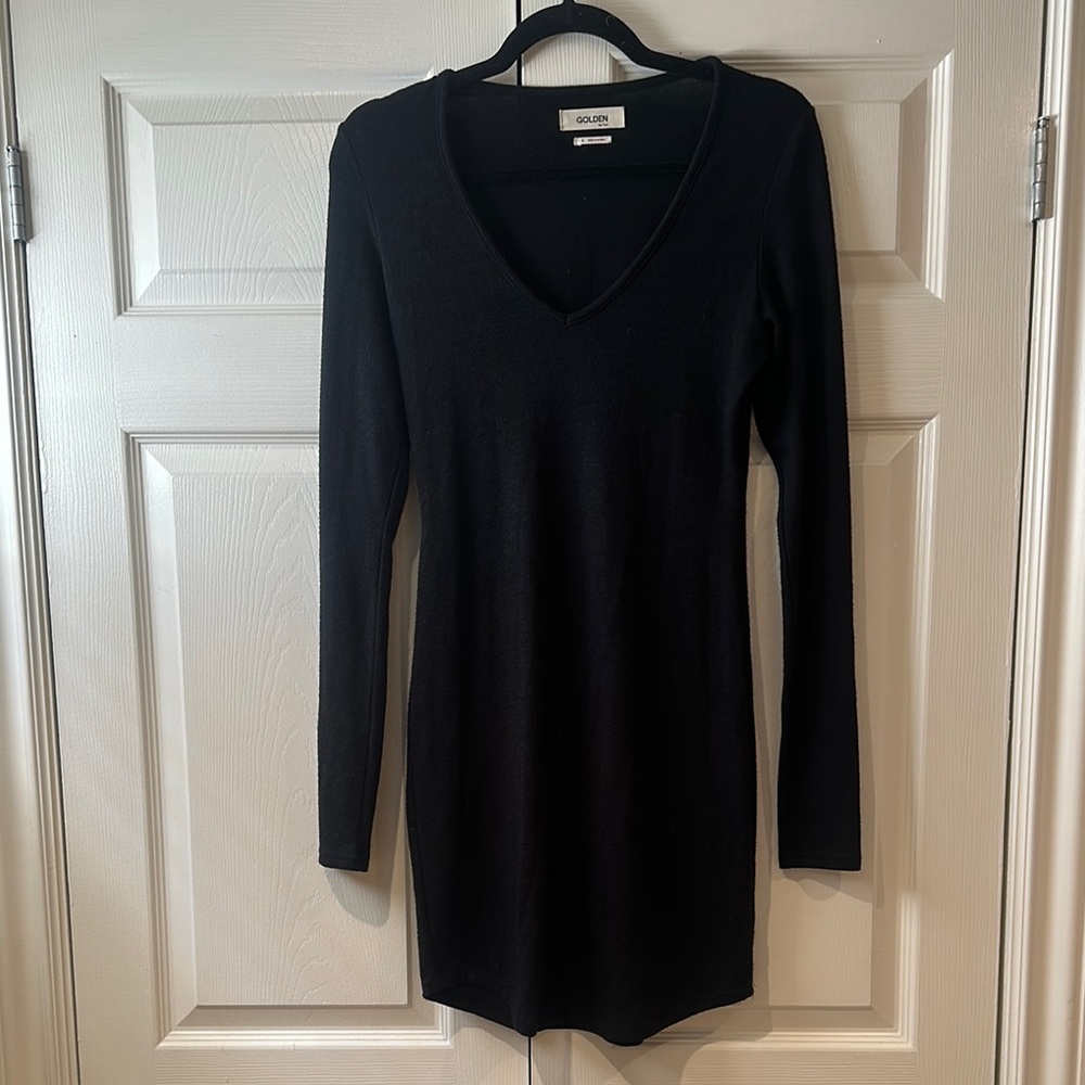 Wilfred Black Long Sleeve V-Neck Dress